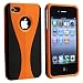 Snap-on Rubber Coated Case Apple iPhone 4 4s - AT&T / Verizon, Orange / Black Cup Shape