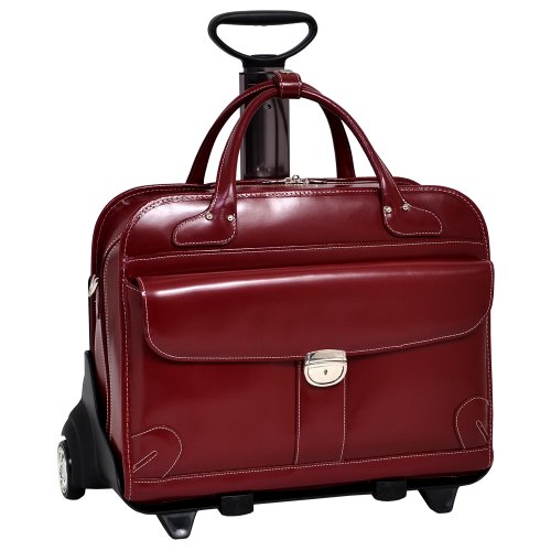 McKleinUSA LAKEWOOD 96616 Red Leather Fly-Through Checkpoint-Friendly Detachable-Wheeled Ladies' Briefcase McKleinUSA LAKEWOOD 96616 Red Leather Fly-Through Checkpoint-Friendly Detachable-Wheeled Ladies' Briefcase