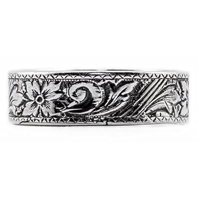 Flower scroll wedding band