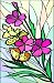 Pink & Purple Dianthus Flowers with Wildflowers-Vinyl Stained Glass Film, Static Cling Window Decal
