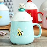 【Haru Saku】 アニマル マグカップ コーヒー スプーン 付き コップ グラス かわいい インテリア プレゼント 誕生日プレゼン にも (くま)