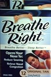 Breathe Right Nasal Strips, Original Tan, Relieves Congestion, Reduces Snoring, 12 Count Box Size Small/Medium, Pack of 2 Boxes.