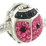 Authentic SilveRado LADY BUG Charm .925 Silver Pink Crystal European Charm Bead