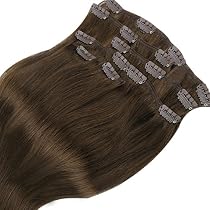 100% BRAND NEW !22" INCHES 55 CM (70g) FULL-HEAD CLIP IN STRAIGHT REMY HUMAN HAIR EXTENSIONS (#4) DARK BROWN (MORE THAN 50% DISCOUNT!!!)