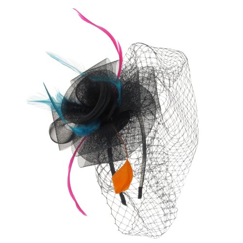 Capelli New York Ladies Headband Fascinatior With Mesh Flower &amp; Veil
