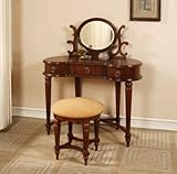 IMAGE OF Powell Antique Mahogany Vanity Mirror and Bench