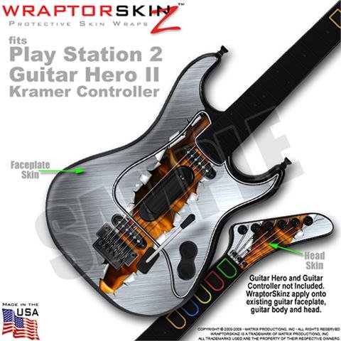 Ripped Metal Fire Skin by WraptorSkinz TM fits PS2 Guitar Hero II ( 2 ) Kramer Guitar Controllers (GUITAR NOT INCLUDED)