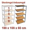 Steckregal Anbauregal 180x100x60 cm 5 B�den 175 kg pro Boden