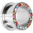 9/16" Stainless Steel Multi Gem Screw Fit Tunnel