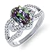 Gem Stone King 925 Sterling Silver Green Mystic Topaz Women's Ring (1.62 Cttw, Oval 8X6MM, Gemstone Birthstone, Available In Size 5, 6, 7, 8, 9)