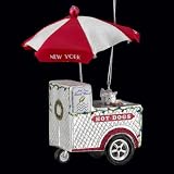 Pack of 8 Glass Blown New York City Hot Dog Cart Christmas Ornaments
