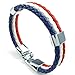 KONOV Mens Womens Feather Bracelet, French France Flag Cuff Bangle, Blue White Red, 8