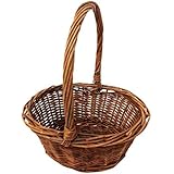 Royal Imports Oval Shaped Willow Handwoven Easter Basket 6"x8" with braided rim - with Handle and Plastic Insert