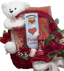 All My Love Chocolate Gift Basket With Teddy Bear - Romantic Gift Basket