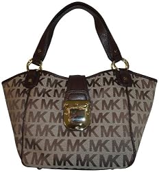 Women's Michael Kors Purse Handbag Charlton Medium Tote RTW Jacquard Beige/Ebony/Mocha