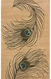 Hand-Tufted Wool Area Rug Modern Beige 5x8 Peacock