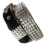 Four Row Black & Silver Pyramid Studded Belt
