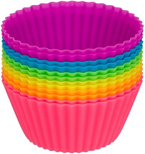 Globally Good Silicone Baking Cups / Cupcake Liners - Premium Reusable Muffin Molds - Recipe E-Book Included(24)