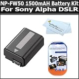Battery Kit For Sony A55, A33, A35 DSLR SLT A55, SLT A33 SLT-a35 SLTA35K Includes Replacement Extended NP-FW50 (1500 mAH) Battery + LCD Screen Protectors + BP MicroFiber Cleaning Cloth