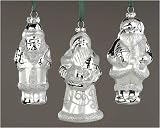 Pack of 12 Silver Splendor Santa Claus Mold Glass Christmas Ornaments