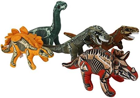 Skelesaurs 5 Stuffed Dinosaur Pack, Stuffed Animal Plush Toys T-rex, Velociraptor, Brachiosaurus, Stegosaurus and Triceratops