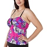 Juniors' Plus-Size Xhilaration® Plus Black/Pink Tankini Swim Top