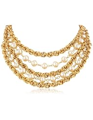 Ben-Amun Jewelry "Gold and Pearl" Multi-Row Necklace, 16"