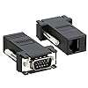 eForCity 390911 2 Black VGA Extender Adapter To CAT5/CAT6/RJ45 Cable