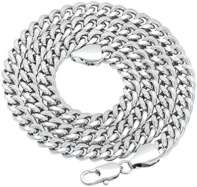 6mm Rhodium Plated Miami Cuban Link Chain Necklace, 40"