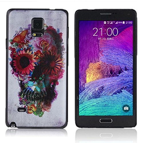 ABC(TM) Fashion Flower Skull Painting Hard Skin Case Cover For Samsung Galaxy Note 4