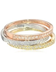 10k Tri-Colored Gold Diamond Stack Ring (1/4 cttw, J-K Color, I2-I3 Clarity), Set of 3
