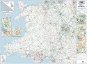 Map Marketing Wall Road Map 4 Miles to 1 inch Scale W1240xH950mm Wales and West Midlands Ref RRM6