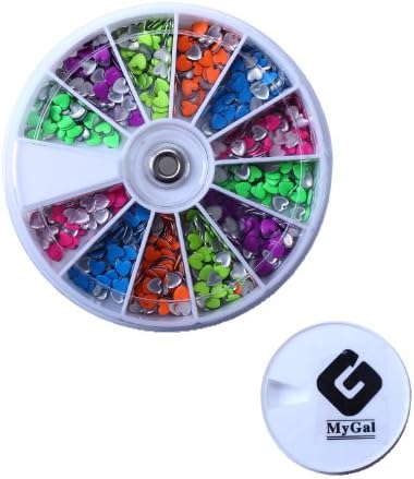 KY Hot selling 6 Different Luminous Colors Nail Studs Metal Slices Nail Art Decoration Tips Wheels 1 pcs Heart Shapes