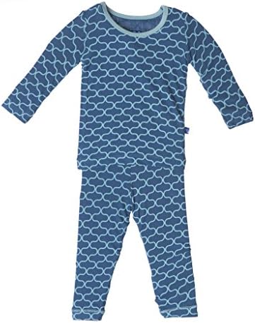 KicKee Pants Long Sleeve Pajama Set Little Boys, Jade Lattice, Boys 7