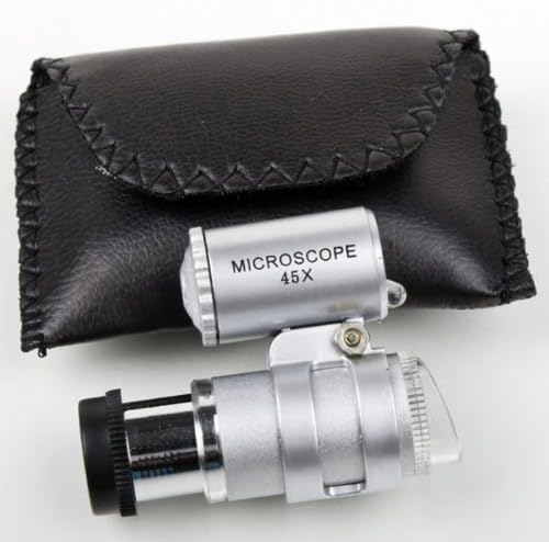 DETL 45X Mini Microscope Magnifier Magnifying Glass Jeweler Loup 2LED 2 LED Light