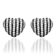 Heart Earrings With 22.40ctw Cubic zirconia and Onyxes Crafted in 925 Sterling silver. Total item weight 18.5g Length 24mm