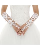 VIVIANSBRIDAL Women's 2015 HandmadeLong White Fingerless Lace Bridal Wedding Gloves