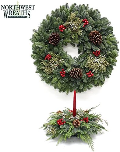 Northwest Wreaths: Fresh Live Evergreen Products. 24" Wreath/Oval Centerpiece Combo. Fresh Greens Delivered To Your Doorstep! Made In The USA! (24" WREATH/OVAL CENTERPIECE COMBO)