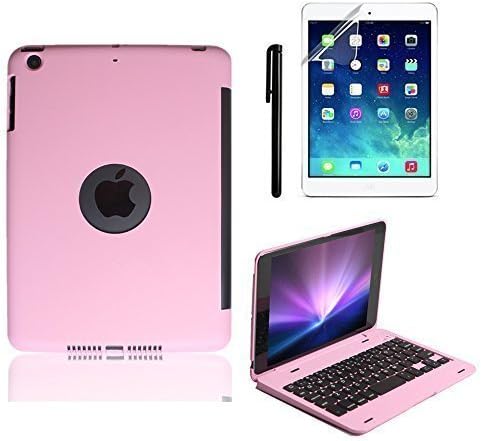 MM Power Bluetooth Keyboard Ultra Thin Folio Smart Stand Case Shell Cover For Apple iPad Mini 3/ iPad Mini 2 II With Retina Display With Auto Sleep/ Wake Up Feature (Pink)