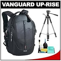 Vanguard Up-Rise 45 Digital SLR Camera Backpack Case (Black) with Deluxe Photo/Video Tripod + Accessory Kit for Canon Rebel T3, T3i, T1i, T2i, EOS 60D, 50D, 5D, 7D, Nikon D3000, D3100, D5000, D7000, D300s, Olympus Evolt E-5, E-30, E-620 and Sony Alpha A560, A580, A33, A55