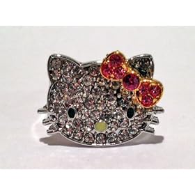 Hello Kitty Crystal Ring W/pink Bow By Jersey Bling Ships in Gift Box: Jewelry