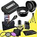 NPFH50 Lithium Ion Replacement Battery w/Charger + Mini HDMI + 3 Piece Filter Kit + USB SD Memory Card Reader /Wallet + Deluxe Starter Kit + Wide Angle/Telphoto Lenses for Sony DSLRA230 DSLRA290 DSLRA330 DSLRA380 DSLRA390 Alpha Digital SLR Cameras