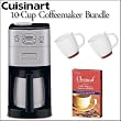 Cuisinart DGB-650BC Grind-and-Brew Thermal 10-cup Automatic Coffeemaker + Urnex Cleancaf Coffee Machine Cleaner and Descaler And Two 120z. Halo Bistro Wide Body Coffee Cup