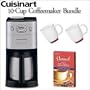 Cuisinart DGB-650BC Grind-and-Brew Thermal 10-cup Automatic Coffeemaker + Urnex Cleancaf Coffee Machine Cleaner and Descaler And Two 120z. Halo Bistro Wide Body Coffee Cup