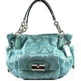 NEW AUTHENTIC COACH KRISTIN OP ART SATEEN EW SHOULDER TOTE (Turquoise/Silver) Review