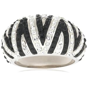 Sterling Silver Black and White Crystal Ring by David Sigal