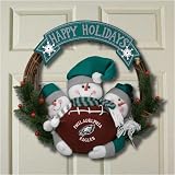 Philadelphia Eagles Three Snowmen Happy Holidays Wreath