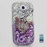 3D Luxury Swarovski Crystal Diamond Silver faded to Purple Butterfly Design Case Cover for Samsung Galaxy S3 S III i9300 fits Verizon, AT&T, T-mobile, Sprint and other Carriers (Handcrafted by BlingAngels)