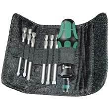 Wera KK 40 Kraftform Bitholding Screwdriver and 3 1/2-Inch Bit Pouch Set, 7-Piece