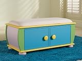 Kids Storage Bench with Upholstered Seat in Multicolored Finish